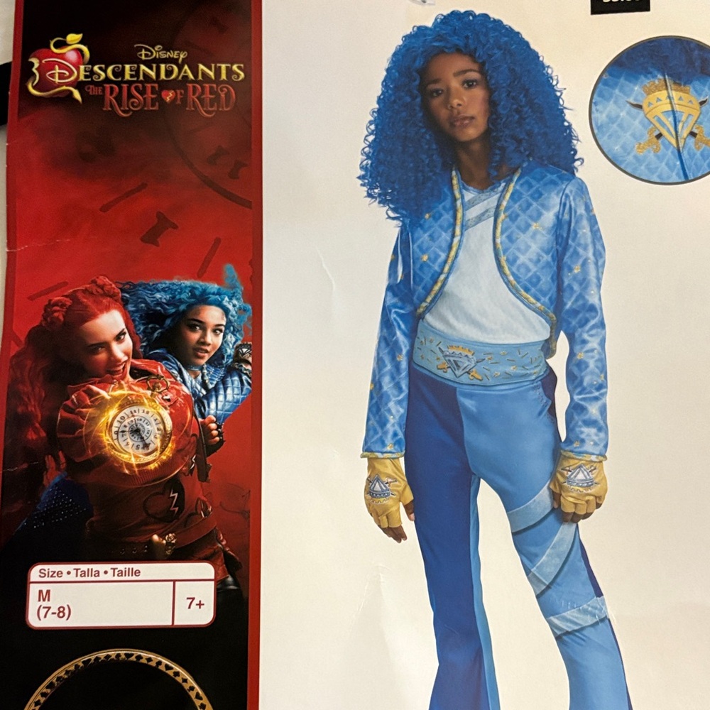 Disney Descendants Rise of Red Chloe Costume - includes the wig - Blue and Gold